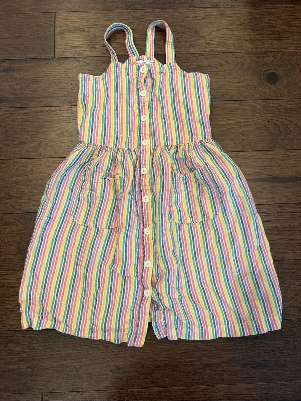 Gap Kids Girls' Multicolor Rainbow Stripe Button-Front Dress Large 10 - C11-672